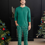 Bamboo Men's Long Sleeve Henley Top in Emerald