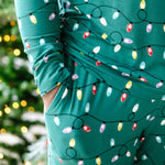 Close up of the Men's Jogger Set in Merry and Bright with model with hand in pocket