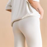 Close up of the back of the bottoms from the Women’s Biker Short Set in Mickey and Friends on Ecru