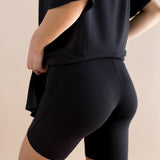 Close up of the back side of the bottoms from the Women’s Biker Short Set in Mickey and Friends on Midnight