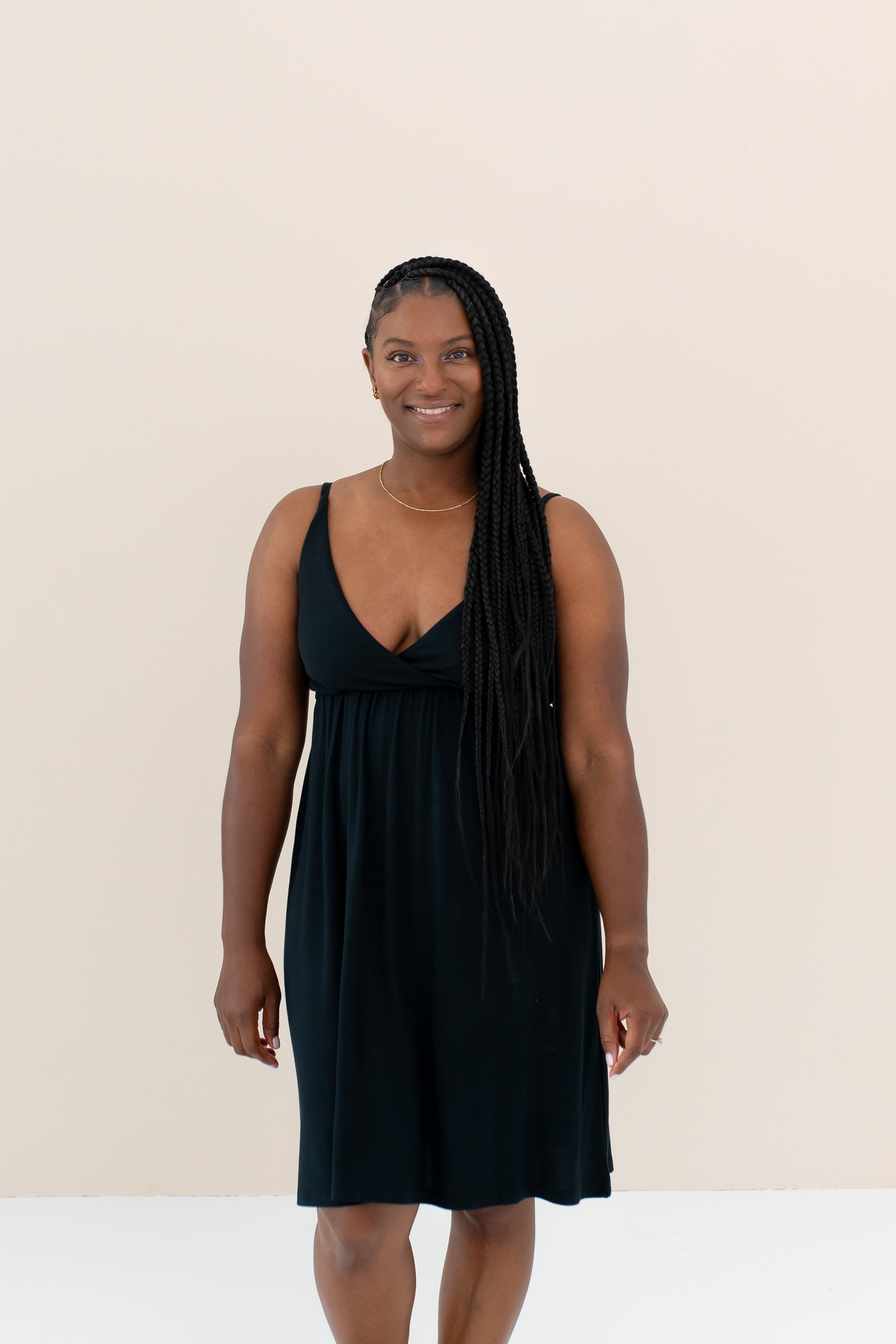 Woman modeling Women's Nightgown in Midnight