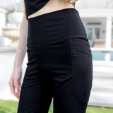 Bamboo Flex High Rise Biker Short in Midnight shown on a model
