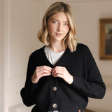 Chunky Knit Women's Cropped Cardigan in Midnight