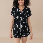 Woman modeling Women’s Short Sleeve Pajama Set in Big Midnight Magnolia