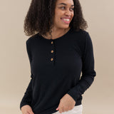 Kyte Baby's Women's Ribbed Henley Top in Midnight