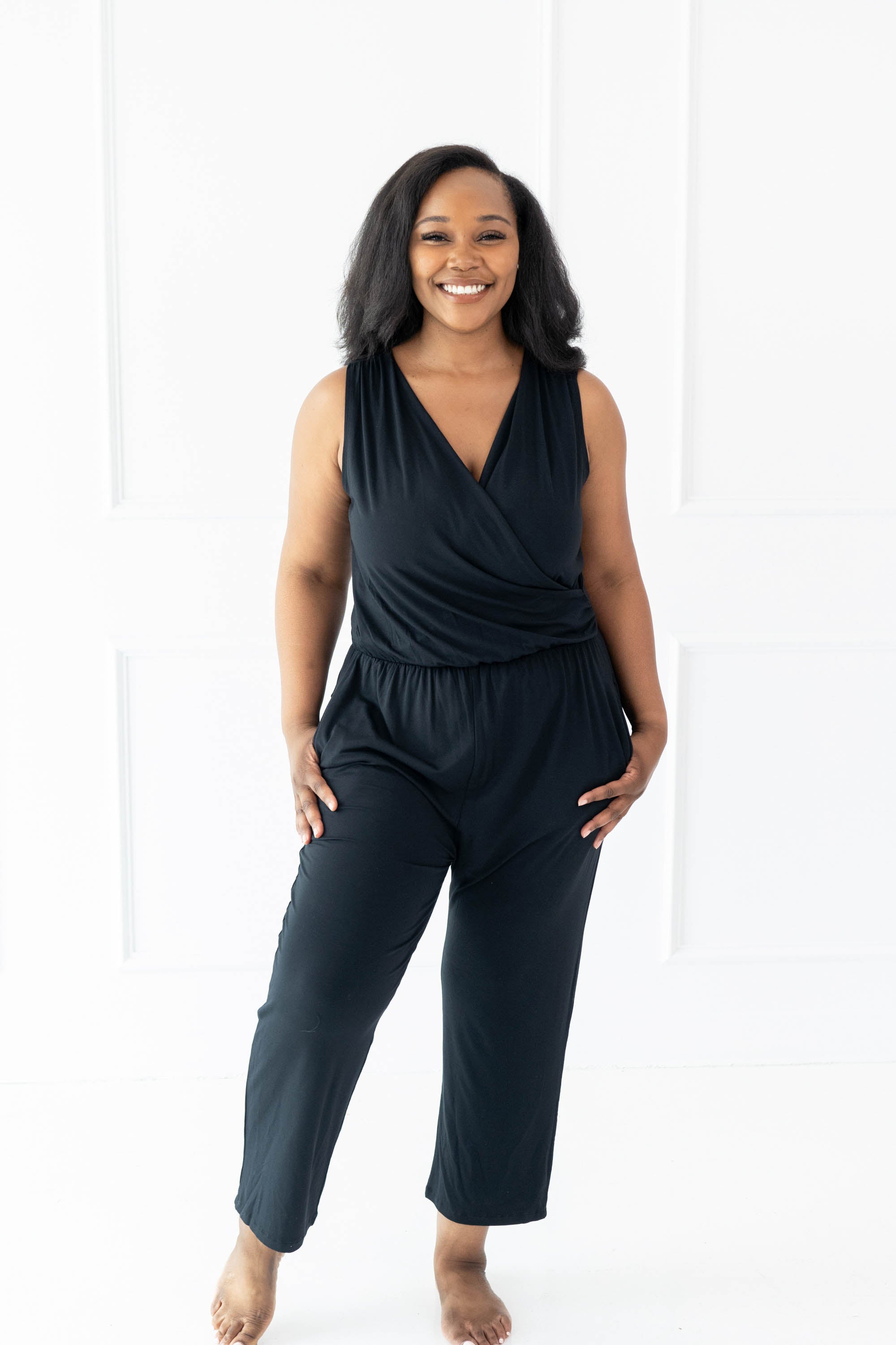 Model wearing the Women's Jumpsuit in Midnight