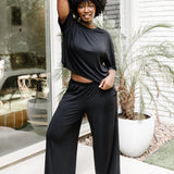 Bamboo Women’s Wide Leg Pant Set in Midnight