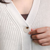 Chunky Knit Women's Cropped Cardigan in Oat