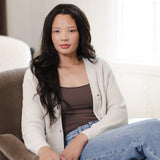Chunky Knit Women's Cropped Cardigan in Oat