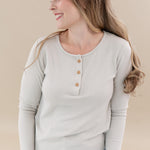 Kyte Baby's Women's Ribbed Henley Top in Oat