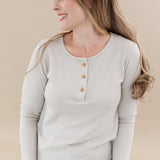 Kyte Baby's Women's Ribbed Henley Top in Oat