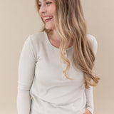 Kyte Baby's Women's Ribbed Henley Top in Oat