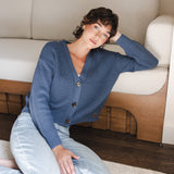 Chunky Knit Women's Cropped Cardigan In Oxford