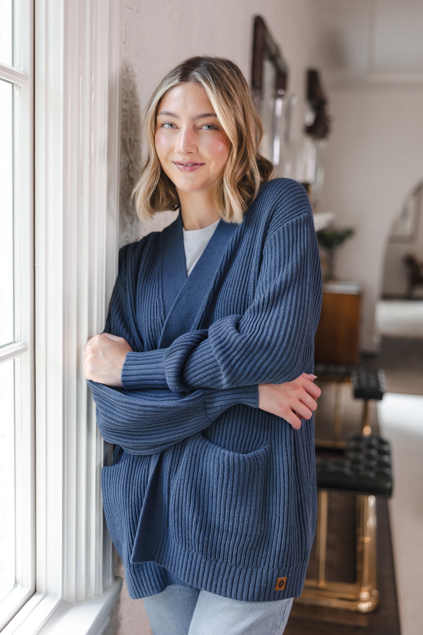 Chunky Knit Women's Oversized Cardigan In Oxford