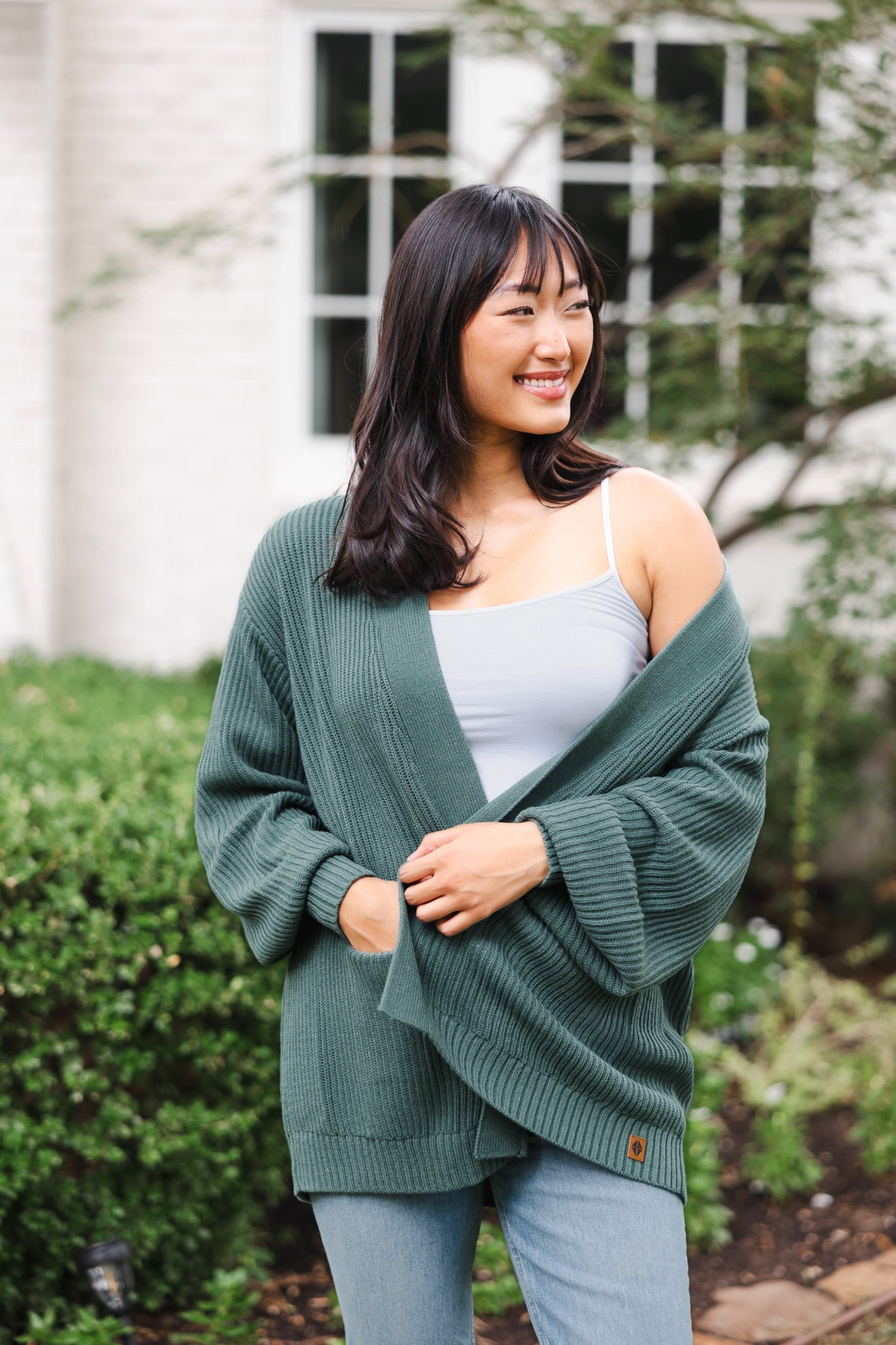 Chunky Knit Women's Oversized Cardigan In Pine