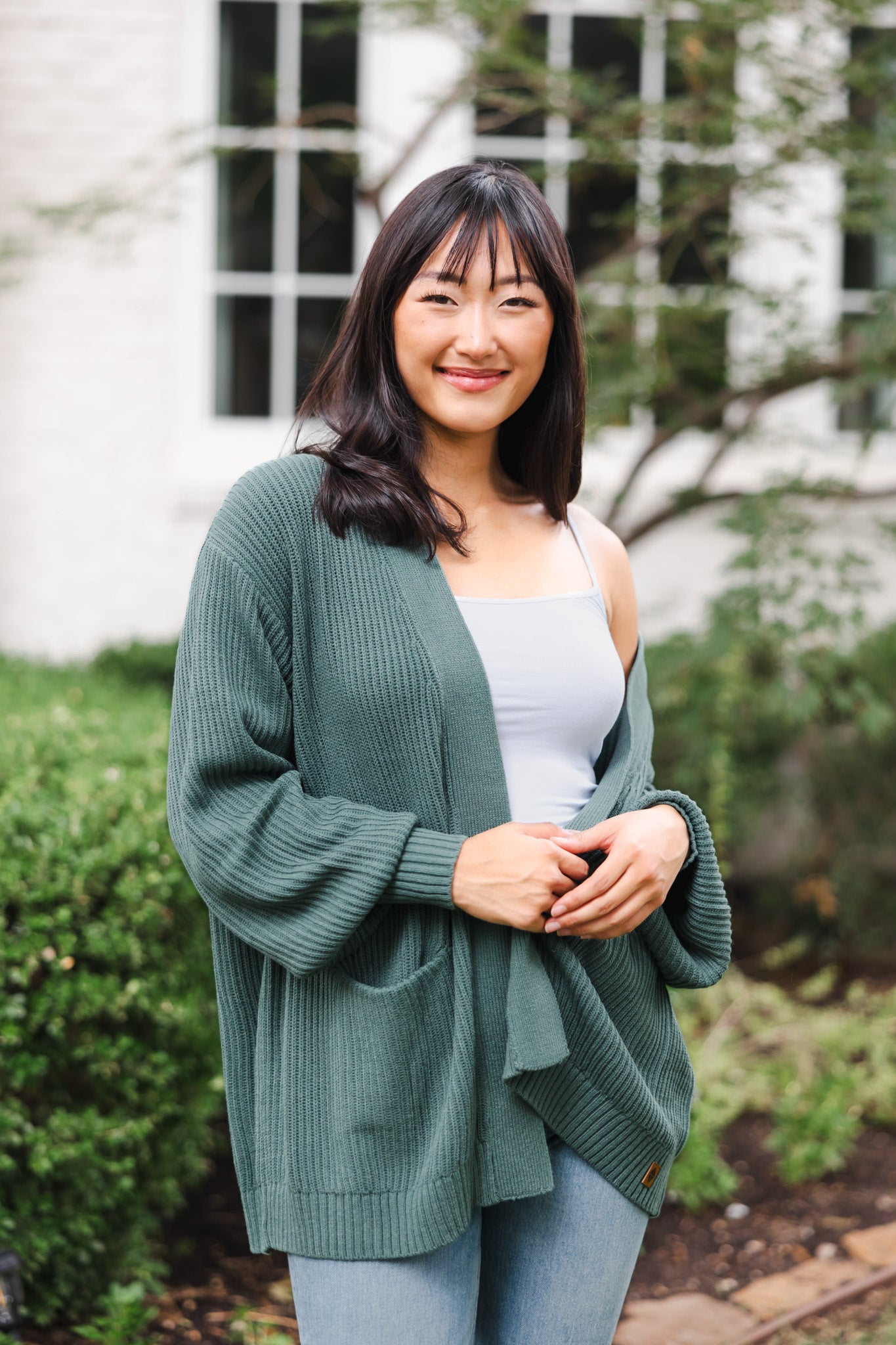 Chunky Knit Women's Oversized Cardigan In Pine