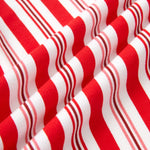 Close up of Red and white peppermint stripes fabric 