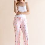 Model wearing the Women's Lounge Pants in Sakura Ice Cream paired with camisole in Cloud 
::: Model is 5'8" wearing size M ///
