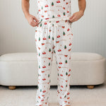 Close up of Men's Lounge Pants in Santa Sleigh