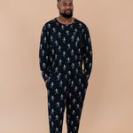 Standing model wearing the Kyte Men's Jogger Set in Skeleton 