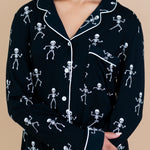 Close up of top of Women's Long Sleeve Pajama Set in Skeleton 