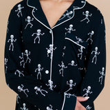 Close up of top of Women's Long Sleeve Pajama Set in Skeleton 