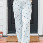 Women's Lounge Pants in Ski shown on a model