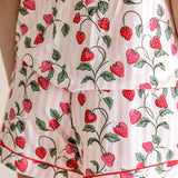 Close up of the back view of the shorts from the Women's Short Sleeve Pajama Set in Strawberry Fields
