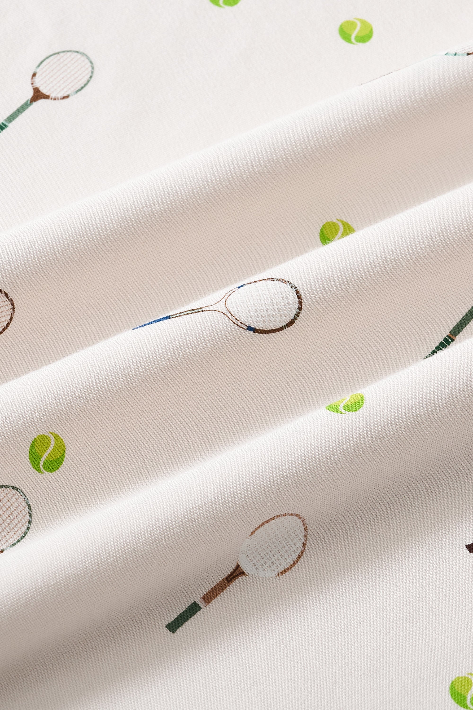 Close up of the print of the Women's Short Sleeve Pajama Set in Tennis