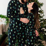 Woman and men holding each other in matching  Jogger Set in Twinkle Trees 