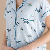 Close up of the top from the Bamboo Women's Short Sleeve Pajama Set in Take Off