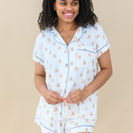 Woman modeling Women’s Short Sleeve Pajama Set in Teddy Bear