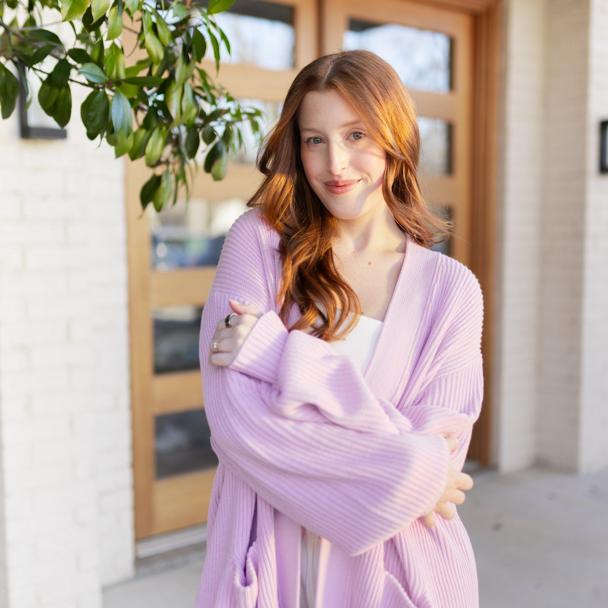 Chunky Knit Women's Oversized Cardigan in Thistle – Kyte Living