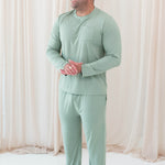 Male model wearing the Men's Jogger Set in Thyme