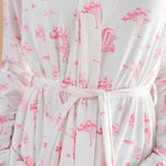 Close up of the Bamboo Women's Lounge Robe in Toile Ballet