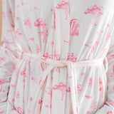 Close up of the Bamboo Women's Lounge Robe in Toile Ballet