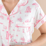 Close up of the top from the Bamboo Women's Short Sleeve Pajama Set in Toile Ballet