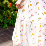 Close up of the tiered layer on the Women’s Smocked Dress in Tulip