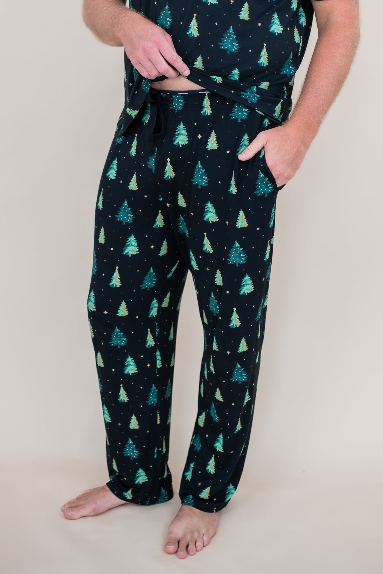 Close up of the Men's Lounge Pants in Twinkle Tree