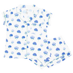 Women’s Short Sleeve Pajama Set in Hydrangea on white backdrop