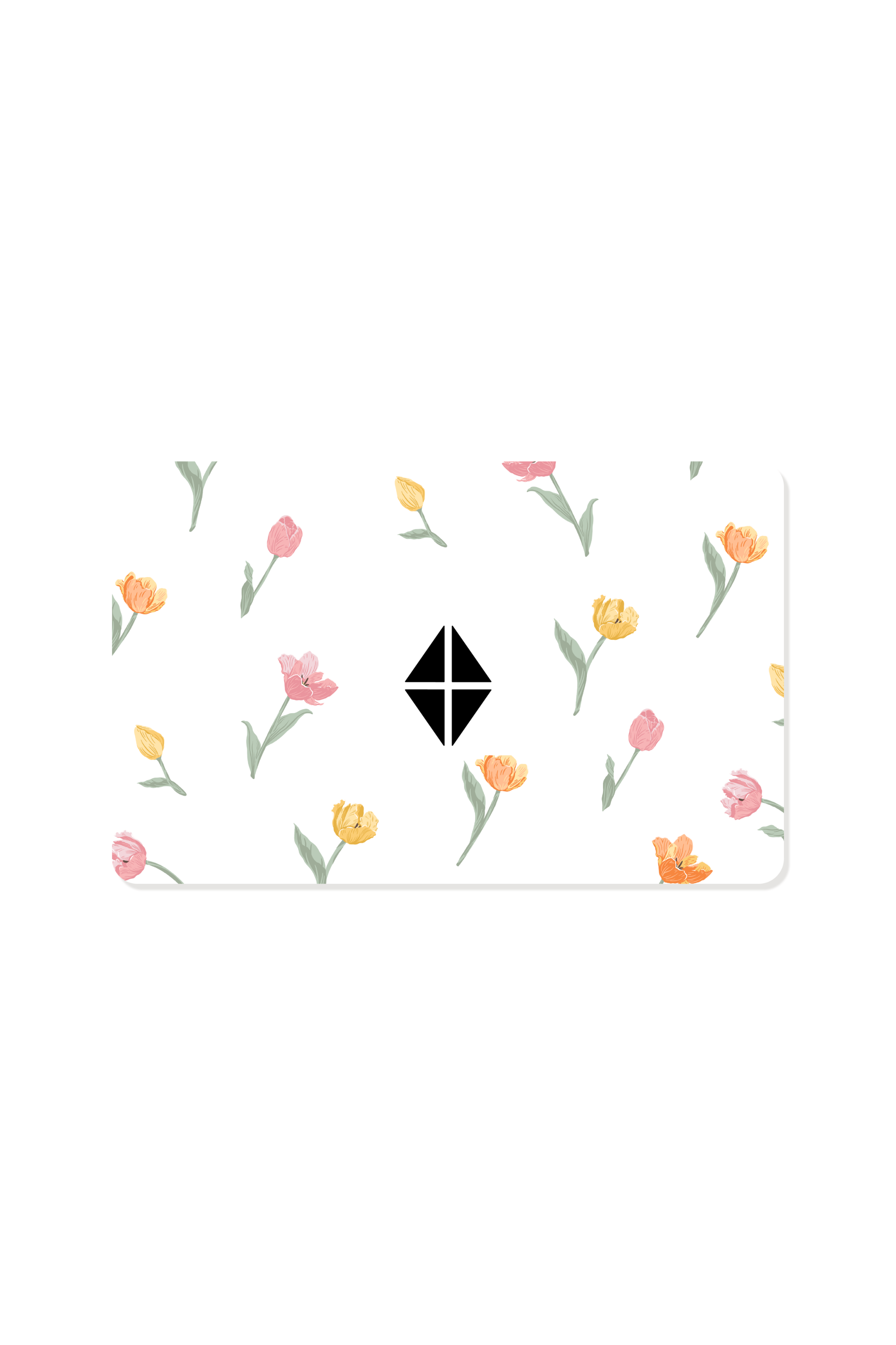 Gift card with a tulip pattern and kite logo