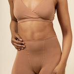 Model wearing the Women's Boxer and Cross Front Bralette in Latte 

 ::: Model is wearing size S ///