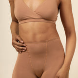 Model wearing the Women's Boxer and Cross Front Bralette in Latte 

 ::: Model is wearing size S ///