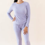 Full length photo of model wearing the Women's Jogger Pajama Set in Taro
