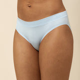 Front of the Women's Midi Brief in Breeze while on a model 
