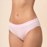 Front view of the Women's Midi Brief in Peony on a  model wearing matching bra