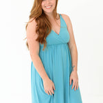 Woman modeling Kyte Baby's Women's Nightgown in Makai