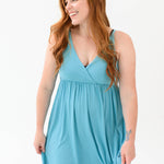 Woman modeling Kyte Baby's Women's Nightgown in Makai