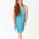 Woman modeling Kyte Baby's Women's Nightgown in Makai