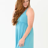 Woman modeling Kyte Baby's Women's Nightgown in Makai